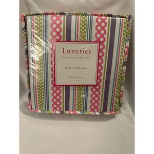 Luxuries Kids Twin Sheet Set Stripes & Polka Dots Multicolor Bedroom